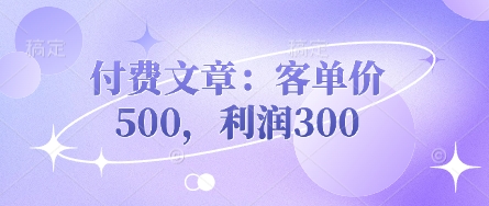 付费文章：客单价500，利润300-钧信联科