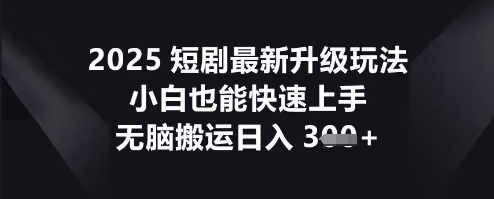 2025短剧最新升级玩法，小白也能快速上手，无脑搬运日入3张-钧信联科