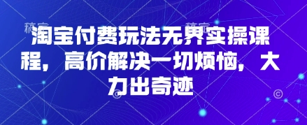 淘宝付费玩法无界实操课程，高价解决一切烦恼，大力出奇迹-钧信联科