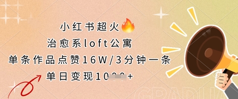 小红书超火的治愈系loft公寓，单条作品点赞16W，3分钟一条，单日变现数张-钧信联科
