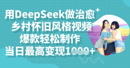 用DeepSeek做治愈乡村怀旧风格视频，爆款轻松制作，当日最高变现多张-钧信联科